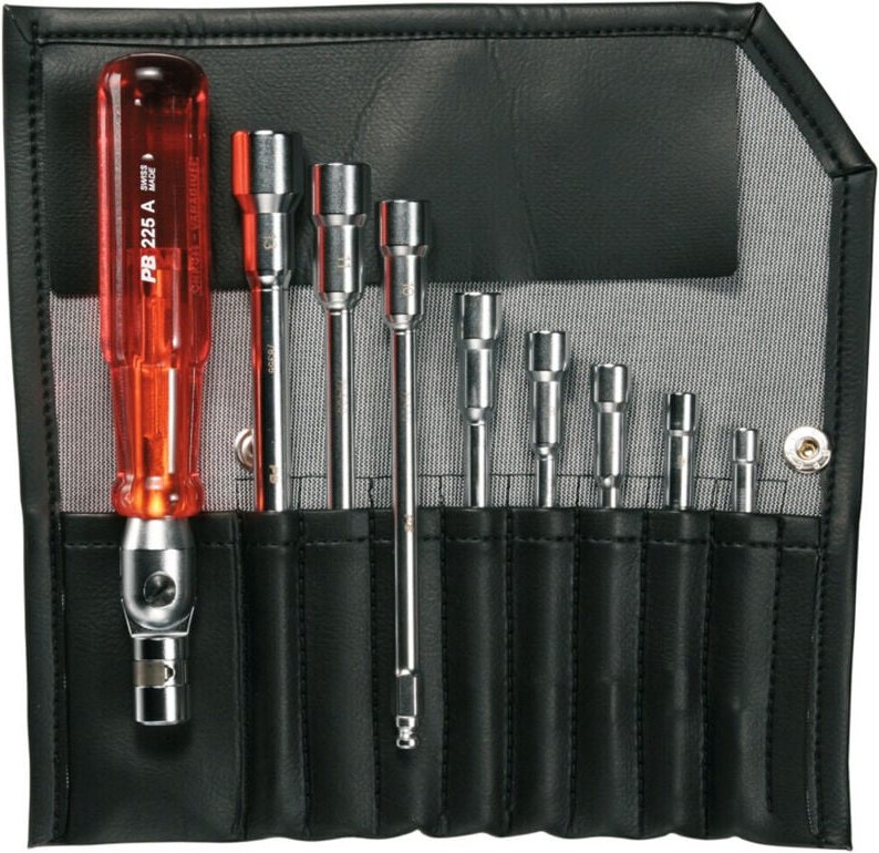 PB Swiss Tools Steckschlüssel-Sortiment, 9-teilig mit Umklappgriff im Etui, Anzahl Teile: 9 9 Stk