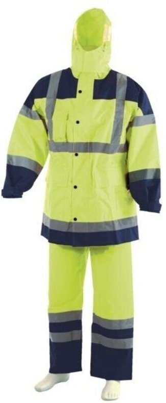 Hochsichtbares Gelb-Fluo Regen-Set - Blau, Größe M