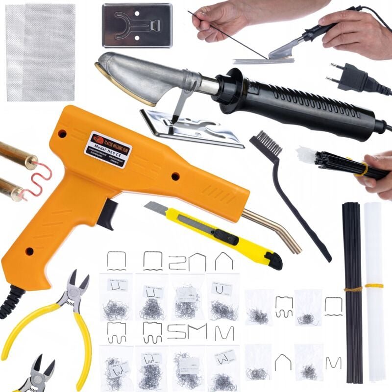 Rosfix Set Kunststoffschweißgerät & Heißluft-Lötkolben – 50 W, 750 °C, 230 V 800 Klammern, 8 Typen Für Auto, DIY, Repara...