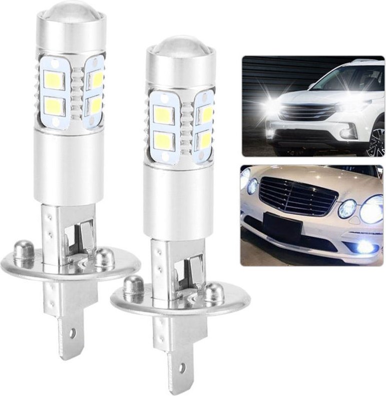 2x H1 6000K superweiße 3-5W LED-Lampen für Nebelscheinwerfer, Fahrlicht-Sets usw.