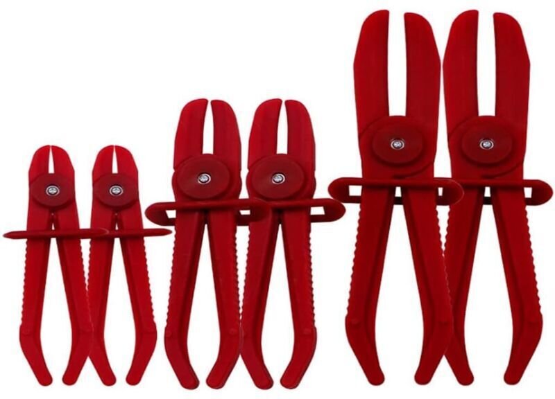 6 Pièces Jeu de Pince Durite Carburant,Pinces Tuyaux Rouge,Outil de Serrage pour Tuyaux Flexibles,Pince à Collier de Ser...