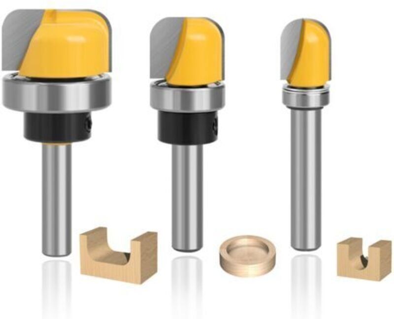 3 Stück Holzfräser mit runder Unterseite, 8 mm Schaftfräser-Satz, Nutfräser für Weich- und Hartholz, Spanplatten, MDF