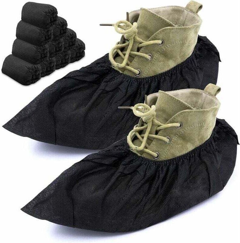 Professionelle Überschuhe – Packung mit 100 eleganten schwarzen Einweg-Stiefeletten und -Schuhen, Einheitsgröße, strapaz...