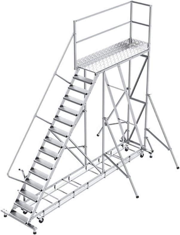 Mobile Plattform mit Geländer links und hinten - Maximale Arbeitshöhe 5.00m - PTF215G-KRE