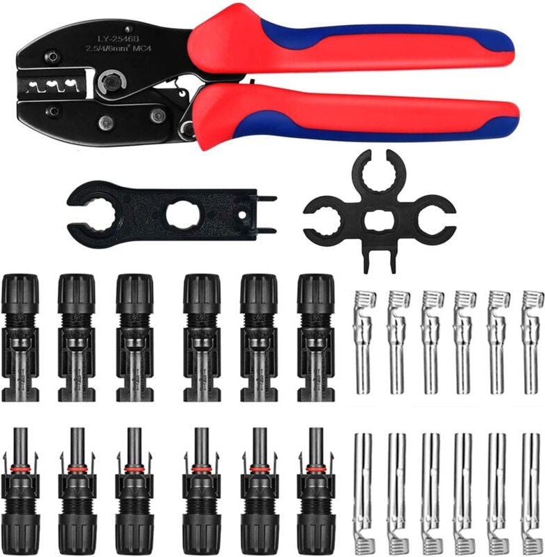 Solar MC4 Crimpzange Solarpanel Crimper Kit 2,5/4/6mm², OUYLAF, 27-teilig