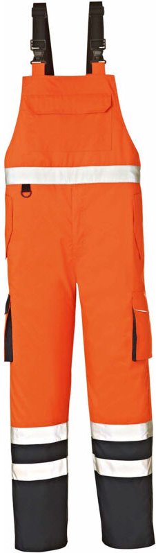 Warn-Wetterschutz-Latzhose CHICAGO leuchtorange/navy Größe XL