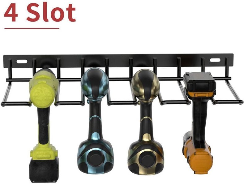 Wandmontierter Elektrowerkzeug-Organizer, 4 Steckplätze, Garagen-Werkzeughalter, Werkzeugunterstand