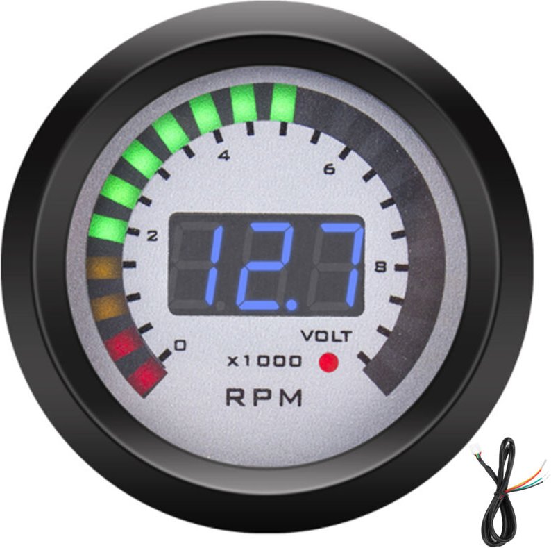 Digitaler Drehzahlmesser 52 mm / 2 Zoll 0 9999 U/min Ersatz für 12V 4/6/8 Fahrzeuge.