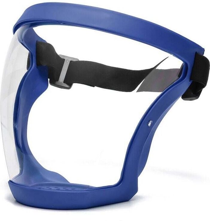 1-teilige Vollmaske - blau, mit Rahmen, Anti-Beschlag, Anti-Staub, ultraklare Vollmaske, hygienische Anti-Tröpfchen-Schu...