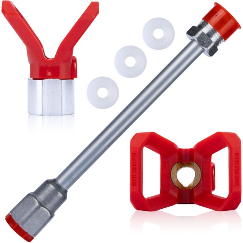 Rosfix Set Spritzlanze 30 cm + 4 Dichtungen + Edelstahldüsenschutz – 7/8" Gewinde 290 bar Für Airless Farbspritzgeräte Z...