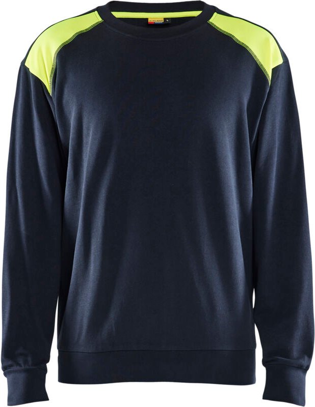 Thumbnail - Arbeits-Sweatshirt Rundhals 3580 - Dunkelblau/Gelb M