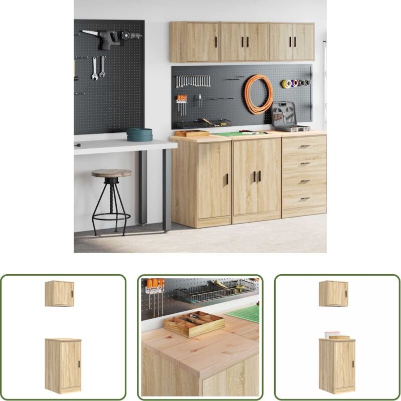 vidaXL Holzschrank - Garagenschränke 2 Stk. Sonoma-Eiche Holzwerkstoff