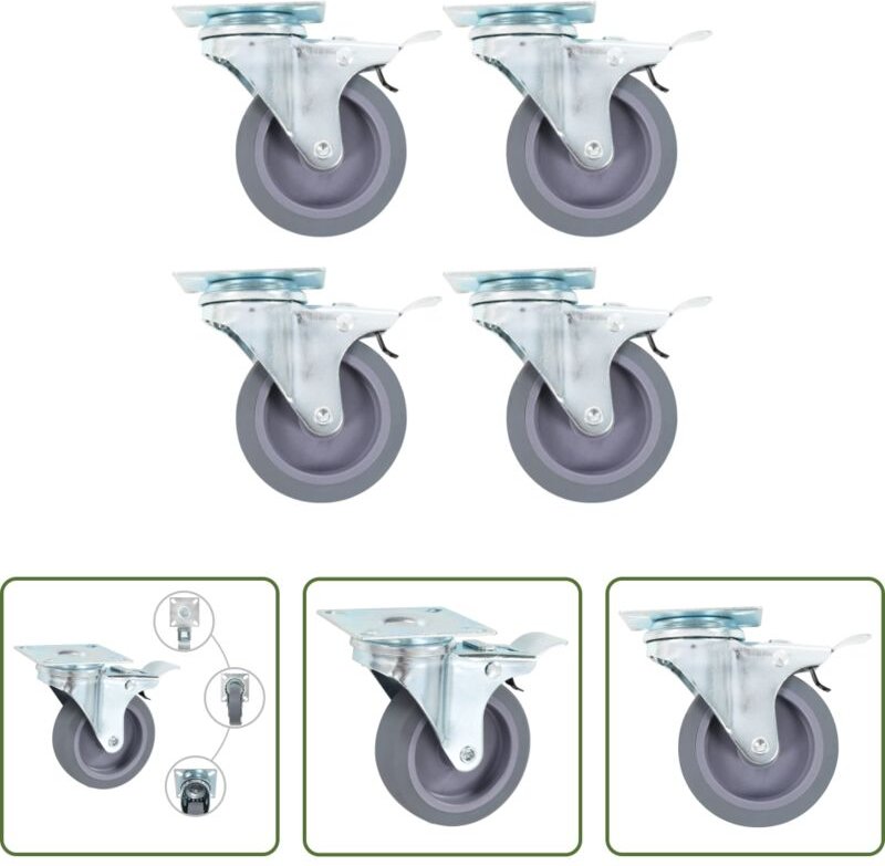 Doppelbremsen - Lenkrollen mit Doppelbremsen 4 Stk. 75 mm