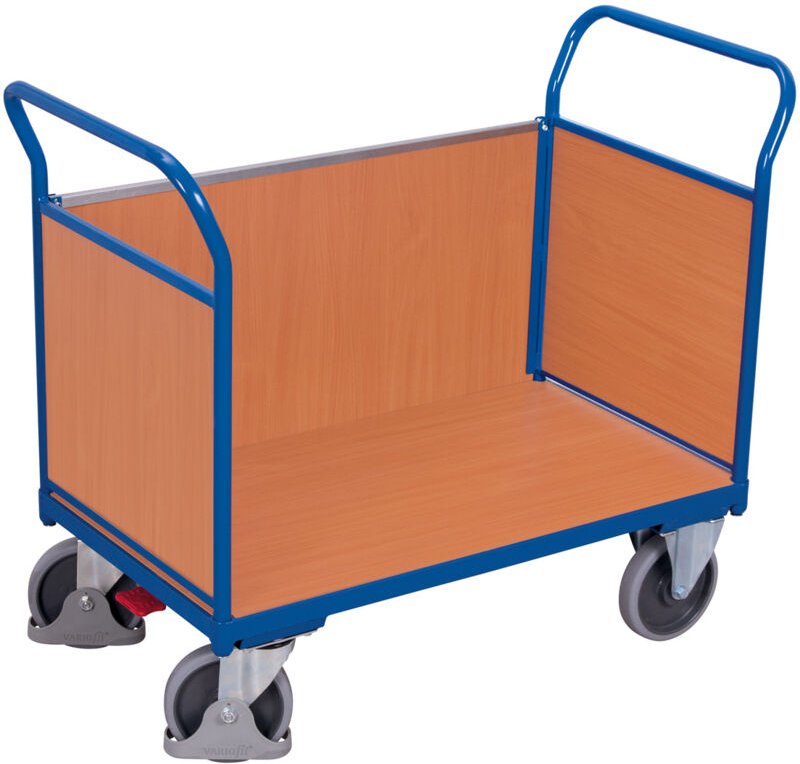 VARIOfit Dreiwandwagen mit Holzwänden 1200x775mm Anthrazitgrau RAL 7016