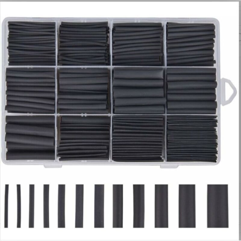 Schwarze Schrumpfschläuche 625 Stück Schrumpfschläuche, thermoretractable, Sortiment aus 8 Größen 1 – 10 mm, GU.B/bon