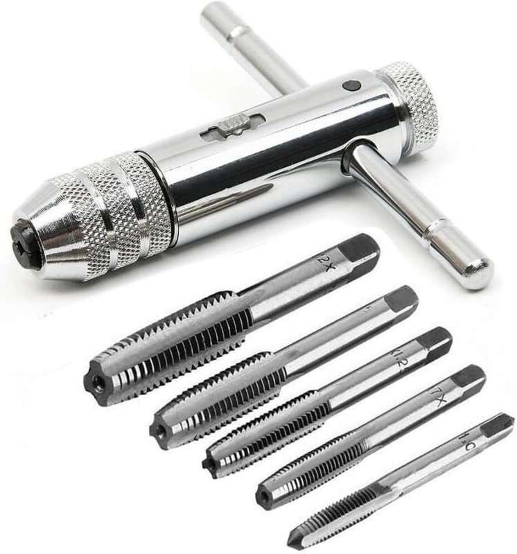 Llave de trinquete tipo T con rotación izquierda, llave de machos tipo T ajustable, soporte de machos de trinquete de ac...