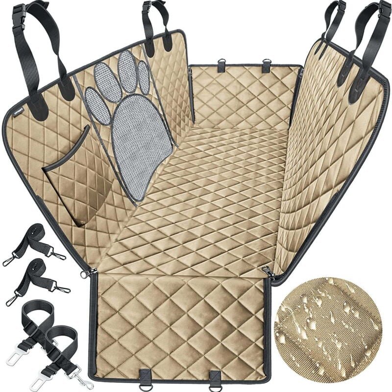 Autositzbezug für Hunde mit Sichtfenster aus Netzgewebe, 100 % wasserdicht, rutschfest, Haustiersitzbezug für die Rückba...