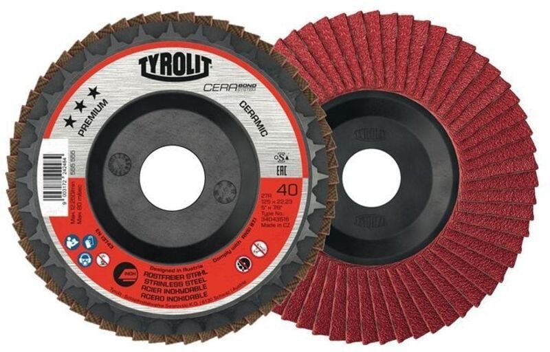 Fächerscheibe CERABOND Ø 125 mm Körnung 80 flach INOX Keramikkorn