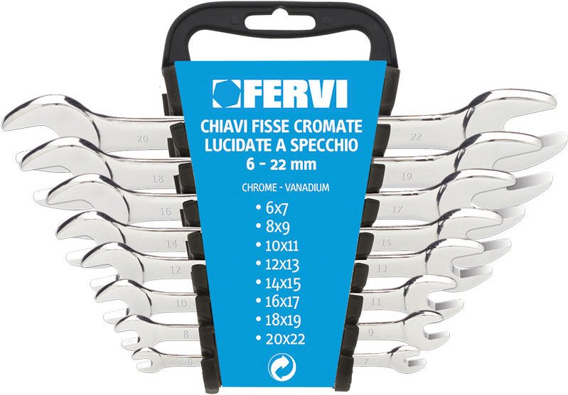 Satz mit 8 Sternschlusseln 6/7-20/22 mm verchromt Fervi 0200