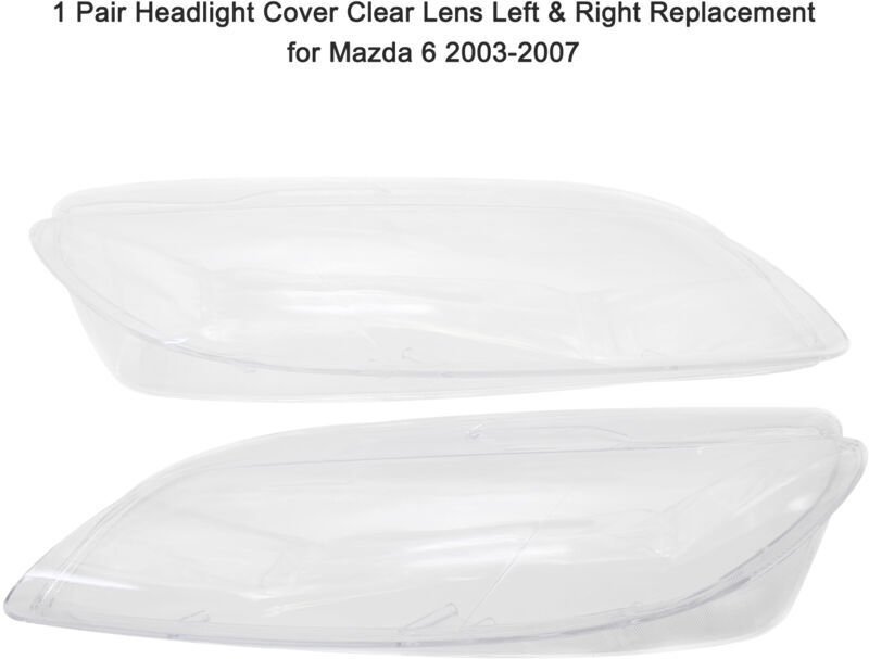 Vtizikl 1 paire de caches de phares transparents gauche et droit de remplacement pour Mazda 6 2003-2007