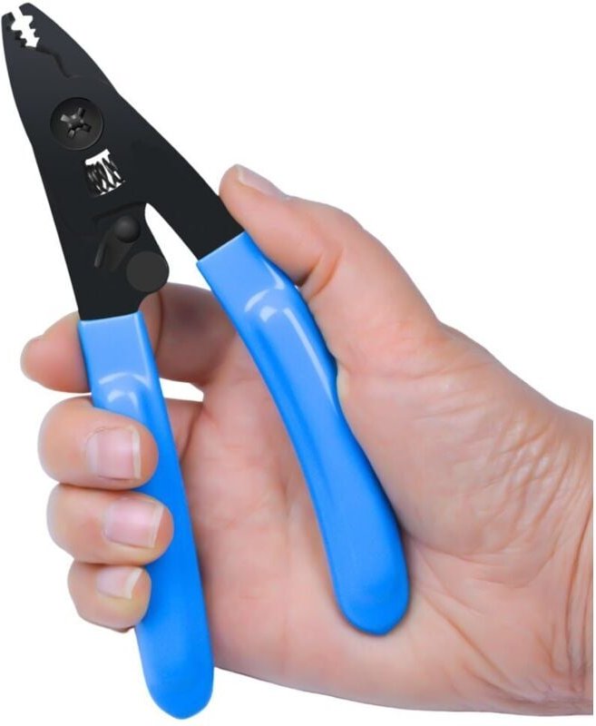 Elfcam - Glasfaser-Abisolierzange mit 3 Schneiden, FTTH-Werkzeug zum gleichzeitigen Abisolieren von 2 Ummantelungen (125...