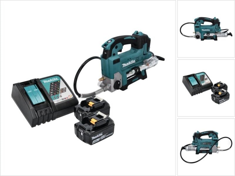 Makita DGP 180 RM Akku Fettpresse 18 V 690 bar + 2x Akku 4,0 Ah + Ladegerät