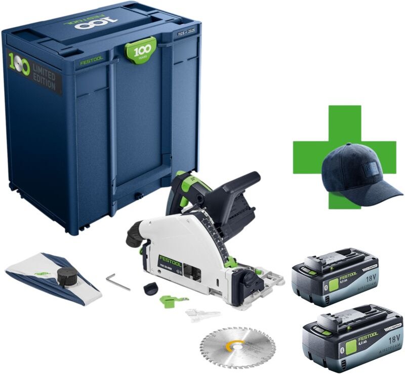 Tsc 55 KEB-Basic 100Y Limited Edition Akku Tauchsäge 18 / 36 v ( 2x 18 v ) 160 mm Brushless + 2x Akku 8,0 Ah + Systainer...