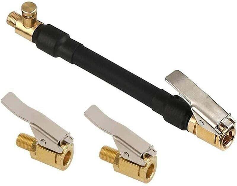 Reifenventiladapter, Reifenpumpenschlauch mit 2 Messing-Aufblasdüsen, Ventilanschluss für Auto, Fahrrad, Motorrad – Werd...