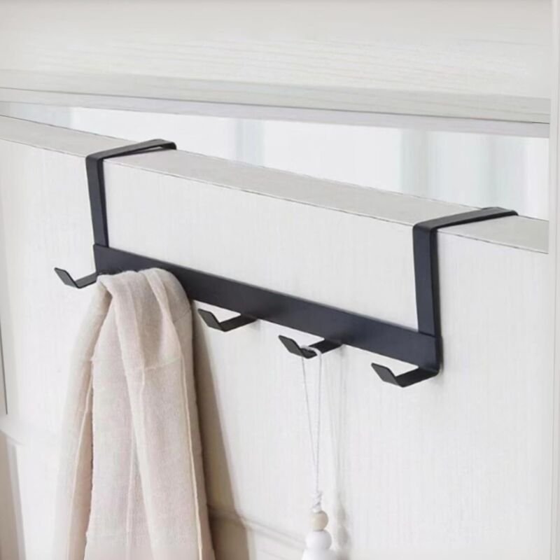 Schwarze Türhaken, 29 x 4,5 x 6,7 cm, 5er-Reihe, kein Bohren erforderlich, für Kleidung, Hüte, Taschen und Badezimmerauf...