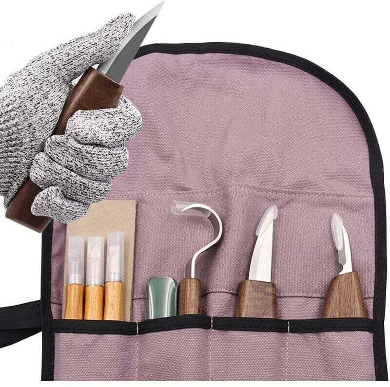 10-teiliges Holzschnitzwerkzeug-Set, Holzschnitzset mit 3 Holzmeißeln, 3 Holzschnitzmessern, Schnitzmesser-Set, professi...