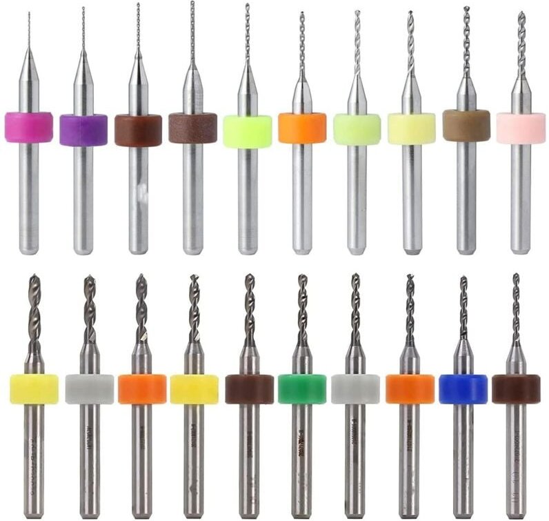 Lablanc - 20 Stück 0,1–1,0 mm, 1,1–2,0 mm PCB-Leiterplatte, Wolframkarbid-Mikrobohrer, Mini-Spiralbohrer-Set, Gravur, Me...