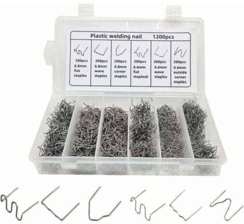 1200 Stück Kfz-Kunststoff-Heißreparaturklammern für die Kunststoffschweißreparatur von Autostoßstangen