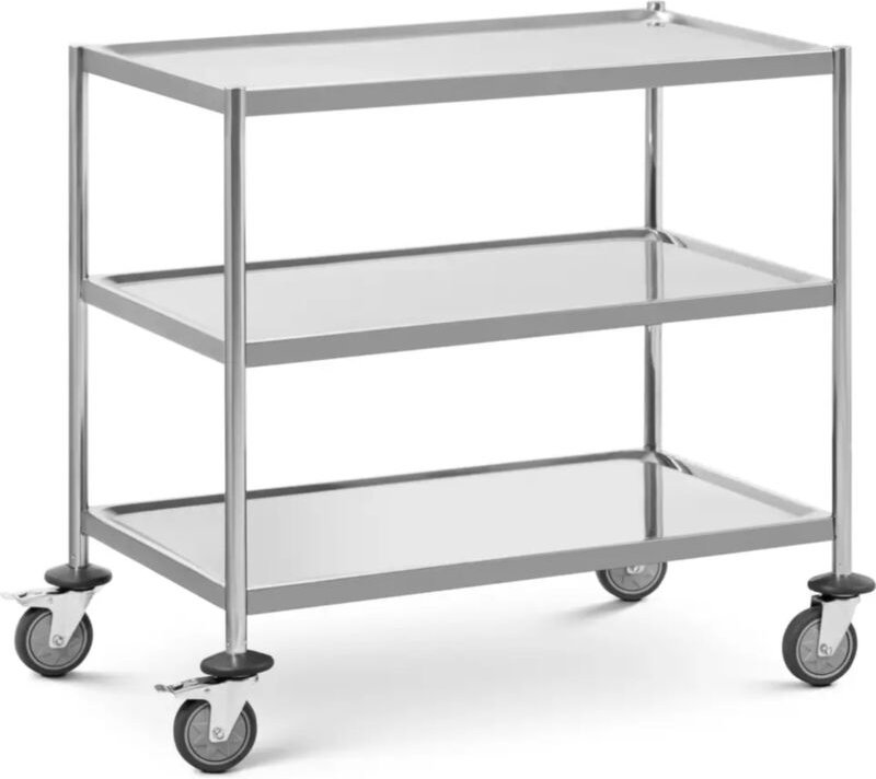 Royal Catering - Servierwagen Geschirrwagen Küchenwagen 3 Borde Abräumwagen bis 60 kg Edelstahl