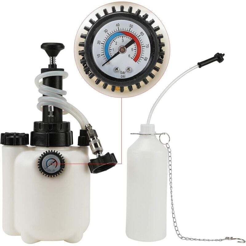 3-Liter-Bremsenentlüftungsgerät für Pkw, Bremsflüssigkeitsentlüftungsgerät mit E20-Adapter, Betriebsdruck 10–30 PSI, Bre...