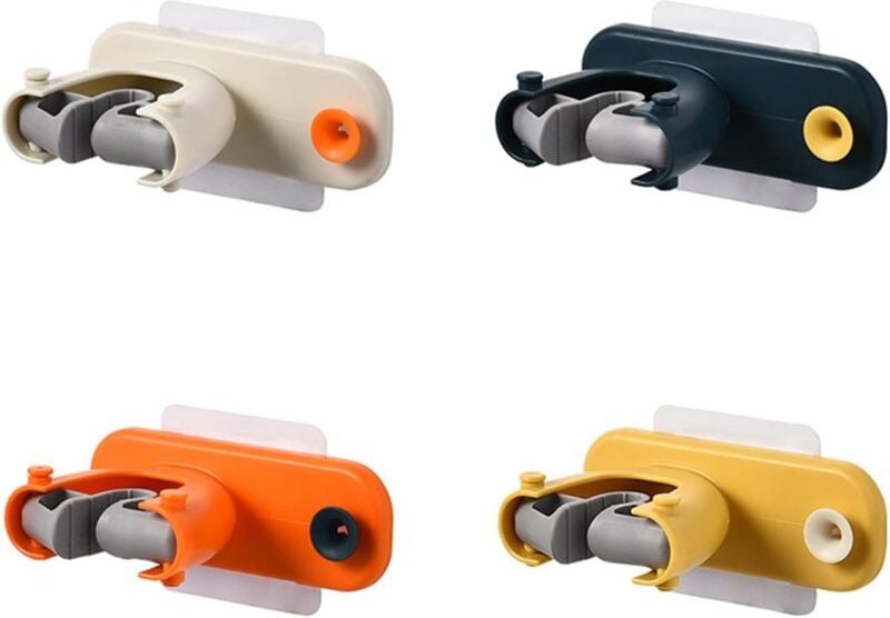 Fitags - Besenhalter zur Wandmontage ohne Bohren, Mopphalter mit Haken, selbstklebender Mopphalter zur Wandmontage, ruts...