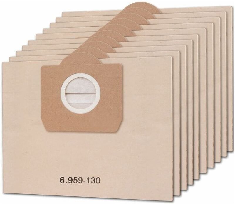 Packung mit 10 Staubsaugerbeuteln für Kärcher 6.959-130.0 WD3 WD3P MV3 A2204 A2254 A2604 Ersatz-Papierfilterbeutel für S...