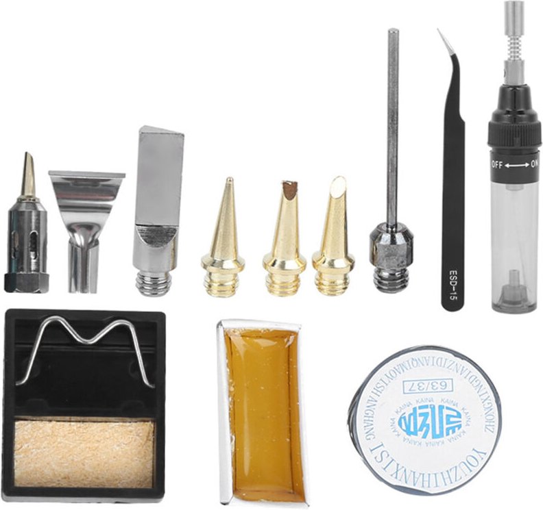 Gaslötset, Lötkolben mit einstellbarer Temperatur, Lötring, Ständer, Pinzette, Kolophonium, Methangas-Lötkolben in Stift...