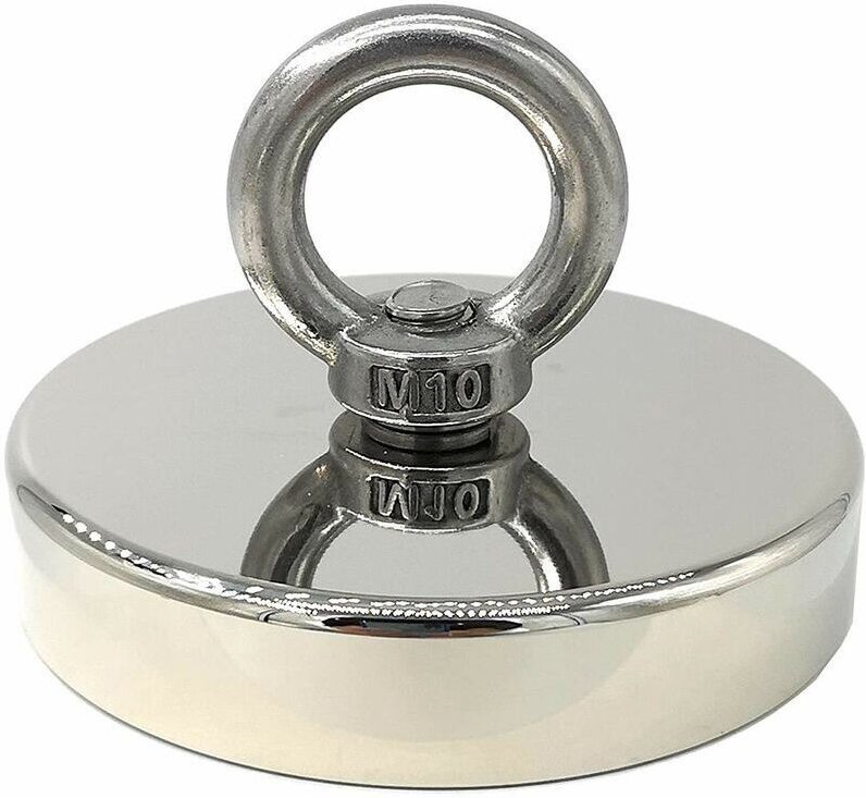 Extrem starker 300-kg-Neodym-Magnet, ideal zum Magnetangeln, 90 mm Durchmesser mit Neodym-Metallschlaufe