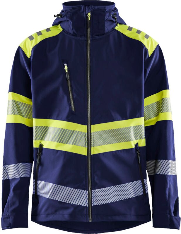 Hochsichtbare Softshell-Arbeitsjacke 4494 - Marine/Gelbfloß L