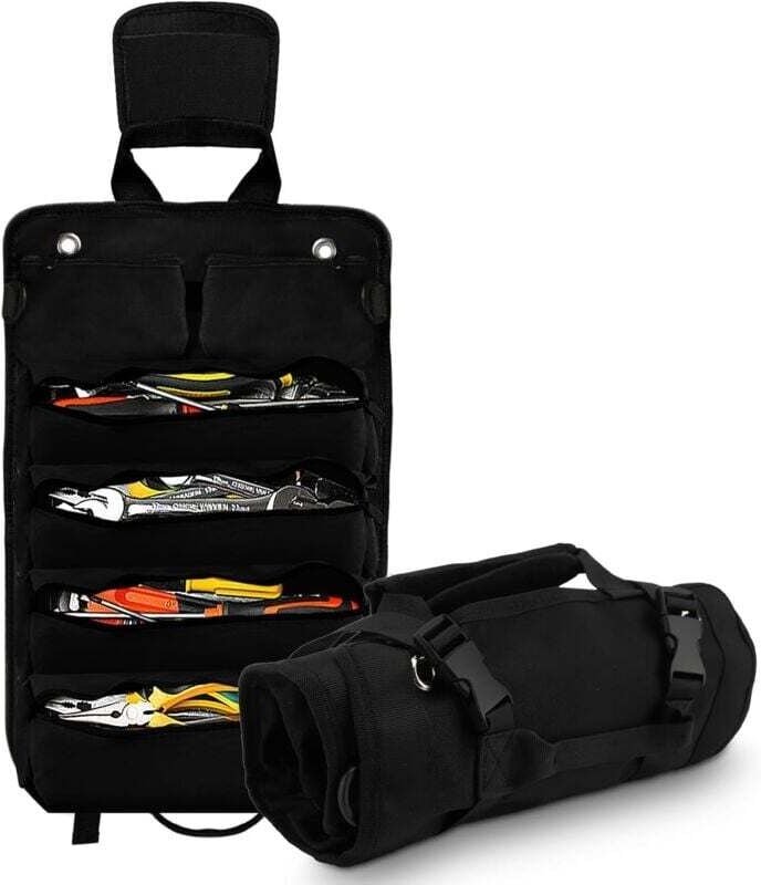 Werkzeugtasche zum Aufrollen – Kleine Werkzeugtasche mit abnehmbaren Taschen, robuster Werkzeugorganizer zum Aufrollen –...