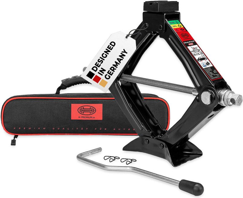 HEYNER® Scherenwagenheber, TÜV & GS, Wagenheber mit Kurbel und Gummiauflage, 1,5t für SUV/PKW - mit Tasche