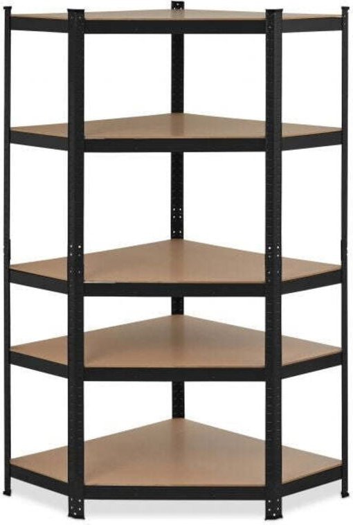 Eckregal mit 5 boden schwarz