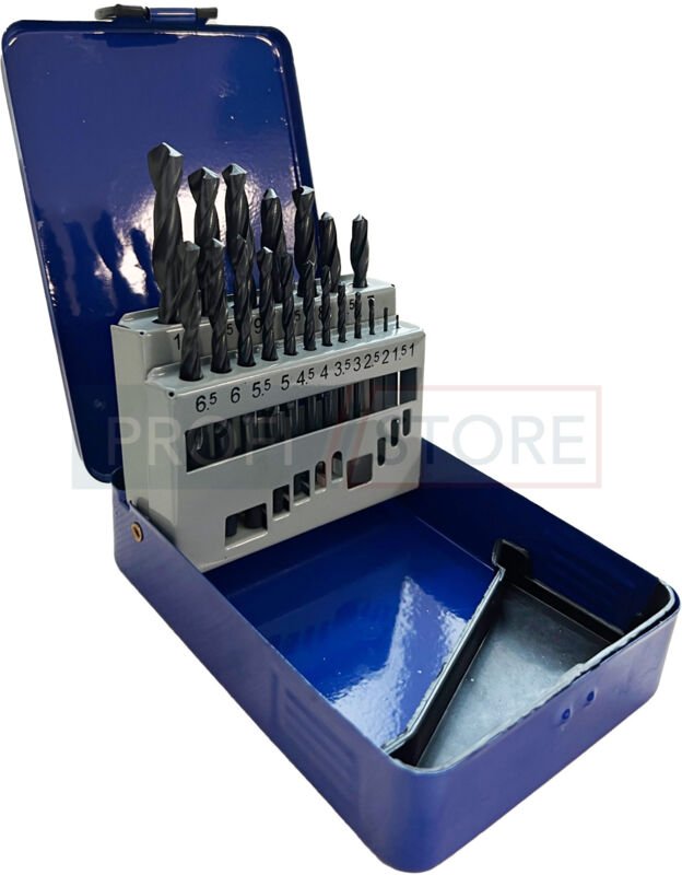 IDG Spiralbohrer-Satz 19-tlg. HSS DIN 338, rollg. in Metallka. 1-10 mm, 0,5 stg.