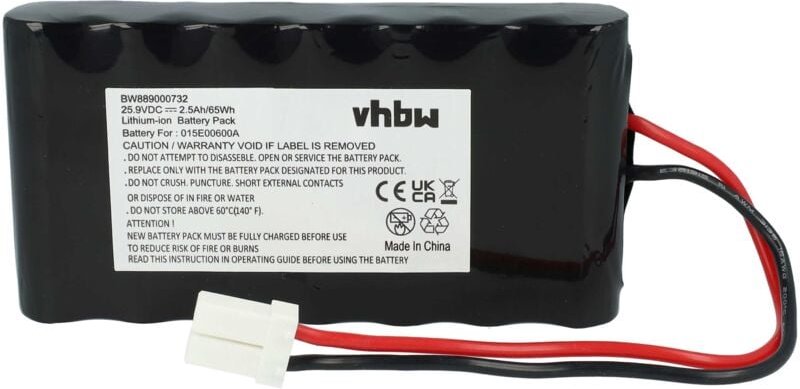 vhbw Akku Ersatz für Wiper 015E00600A für Rasenmäher (2500mAh, 25,9V, Li-Ion)