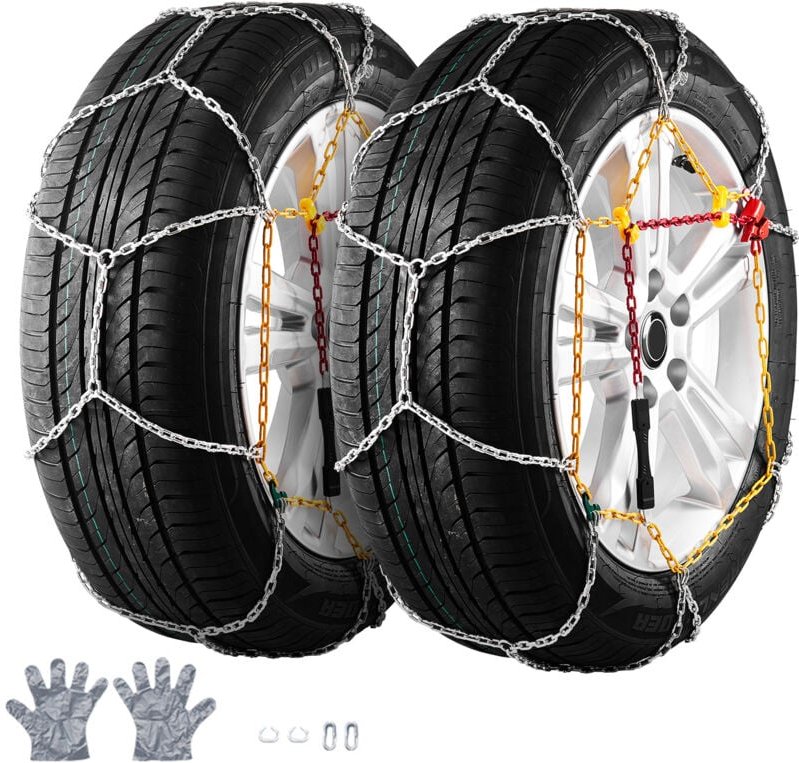 2PC Schneeketten, Mangan-legierter Stahl, Traktionsreifenketten für Auto/Pickup/SUV/LKW, Kompatibel mit 245/60-15, 245/5...