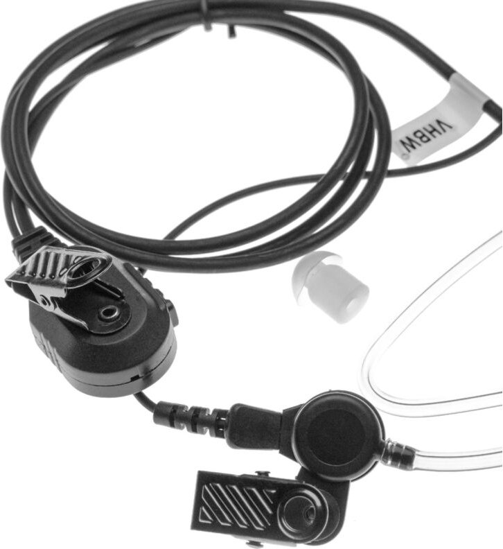 vhbw Headset kompatibel mit Yaesu VXT-10 Funkgerät mit Push-to-Talk Mikrofon - transparent, schwarz, Transparenter Akust...
