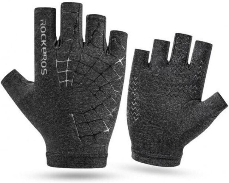ROCKBROS (S202-GR) Rad-/Sporthandschuhe, elastisch, mit Second-Skin-Effekt, grau, Größe L/XL