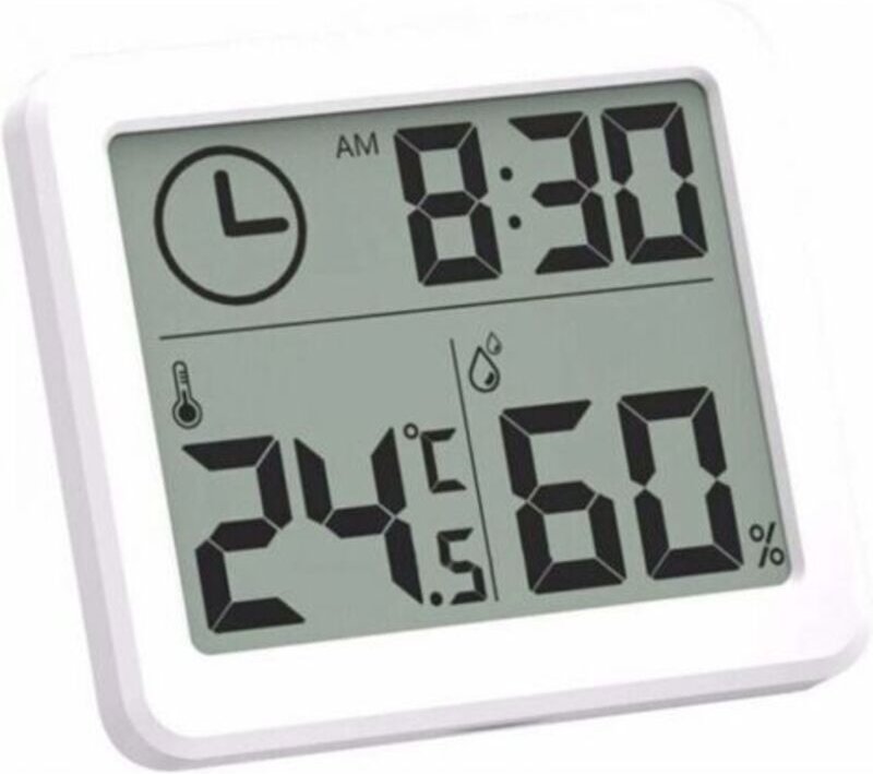 Digitales Innen-Thermo-Hygrometer, Wetterstation, LCD-Wecker C/F umschaltbar, Temperatur-Feuchtigkeitsmesser, Wandmontag...