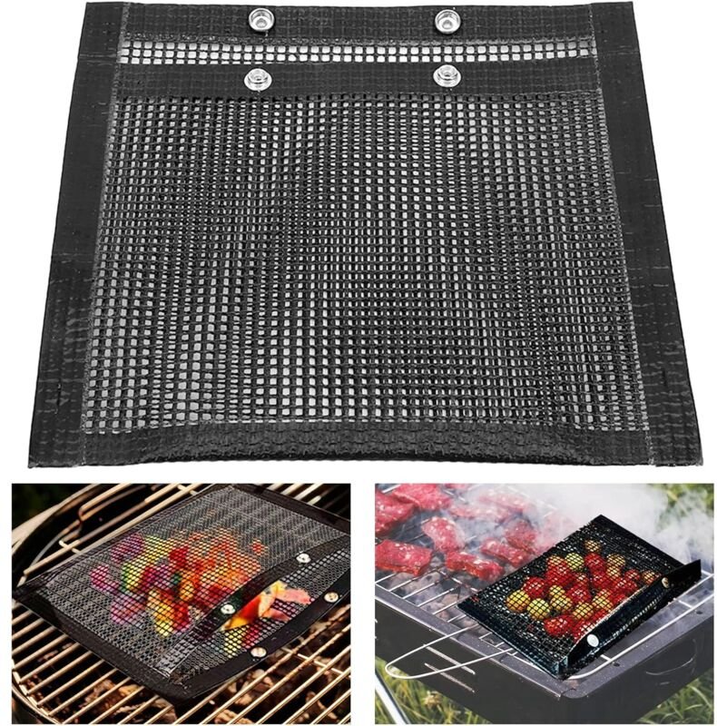 Grilltasche, Antihaft-Backmatte, hitzebeständige Grillmatte, Gasgrill, Holzkohlegrill, Elektrogrill, Backofen (22x27 Sch...