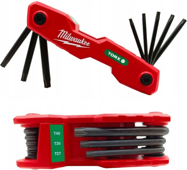 Milwaukee Klappschlüssel Torxschlüssel Torx, 8tlg T9,T10,T15,T20,T25,T27,T30,T40